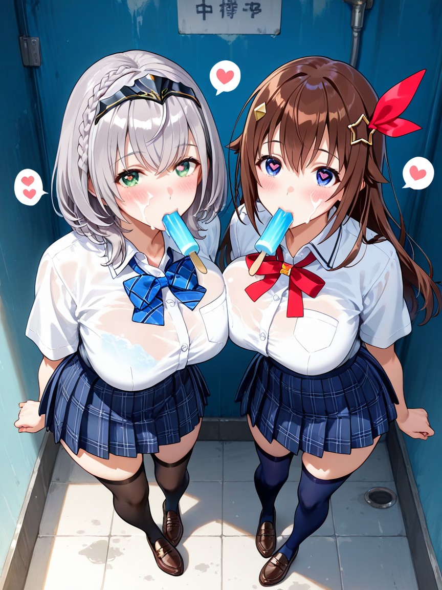 Red Bow At The Chest, Glossy Finish, Glossy Finish Hentai AI Porn