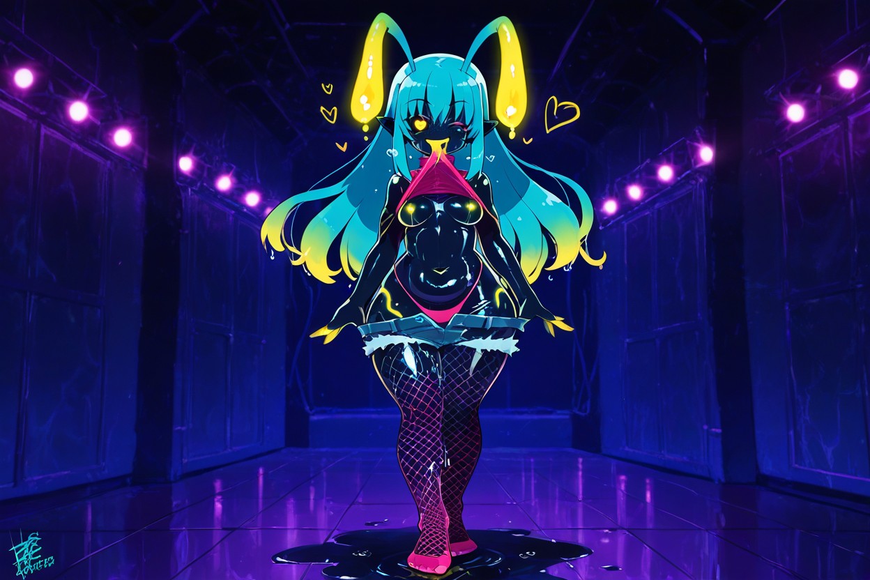 Small Breasts, Female Alien, Green Glowing Nipples Hentai AI Porn