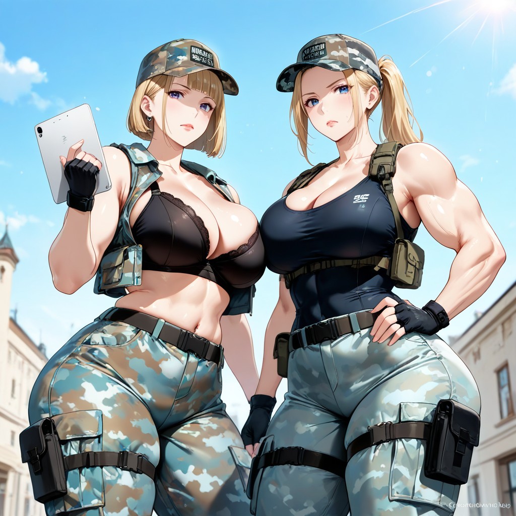 Bust Shot, Clear Morning Sky In The Background, Fingerless Gloves Hentai AI Porn