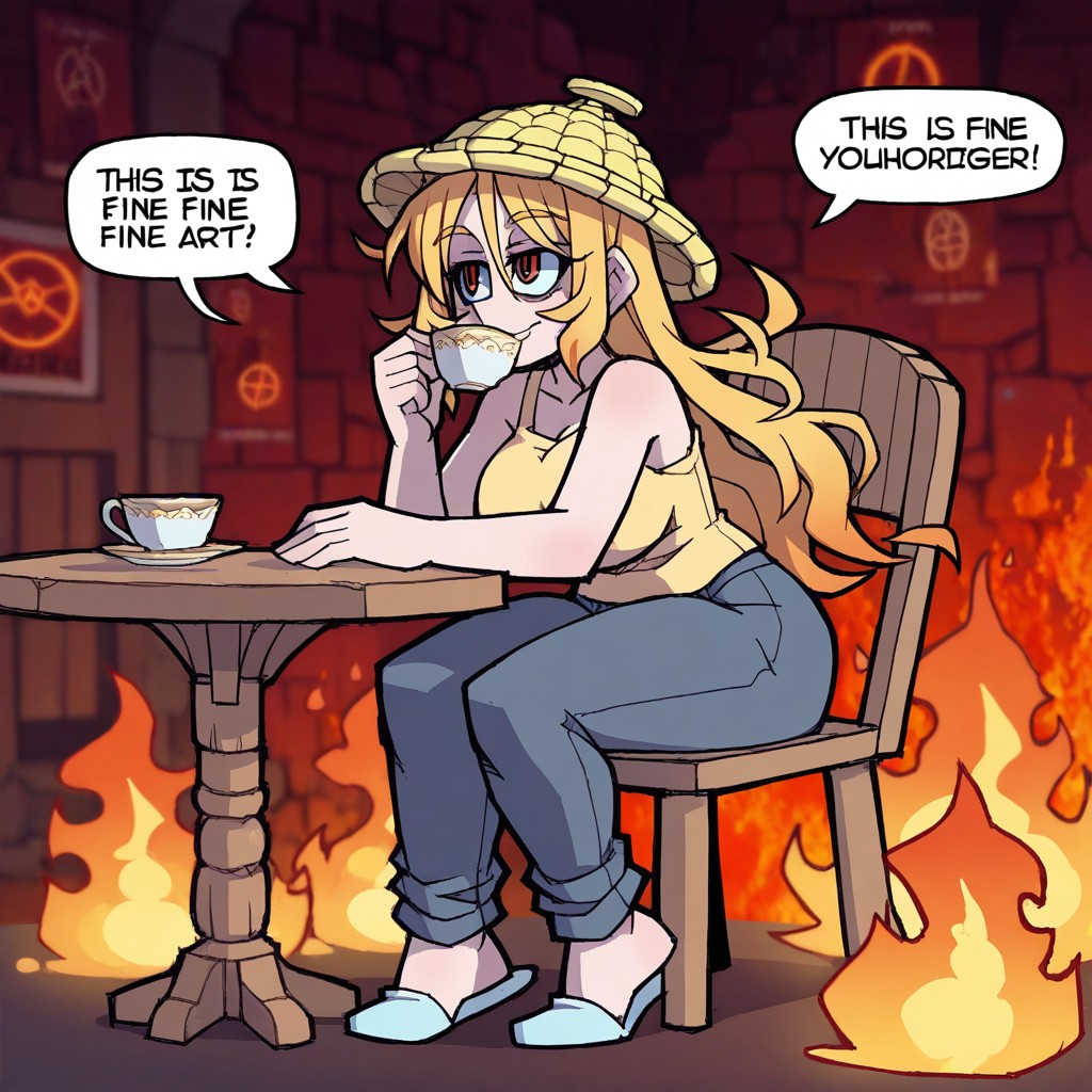 Sipping On Teacup, Smiling, Fumée Noire Au Plafond Hentai AI Porn