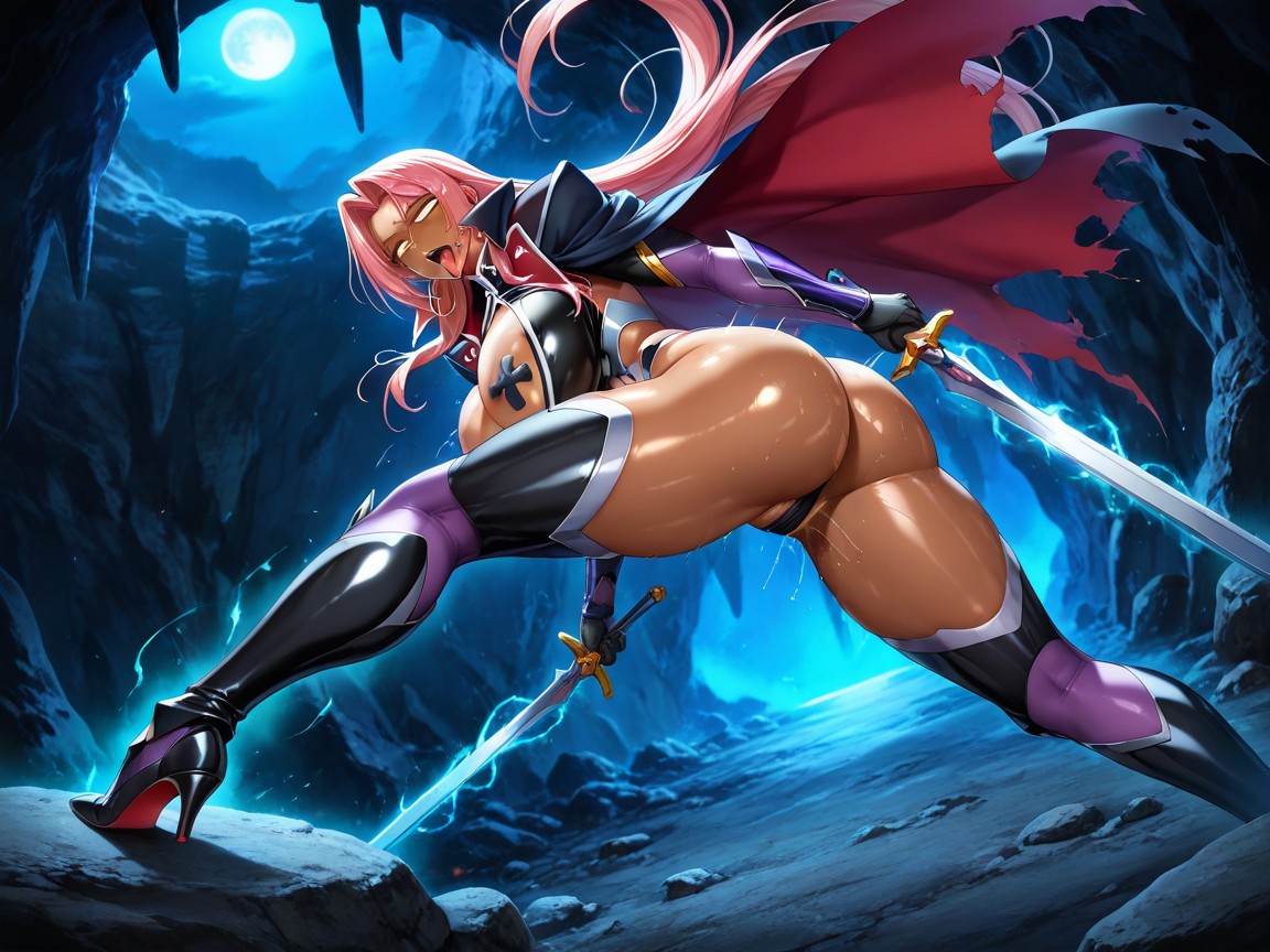 Thong Pulled, Dark Brown Skin, Ahegao Hentai AI Porn