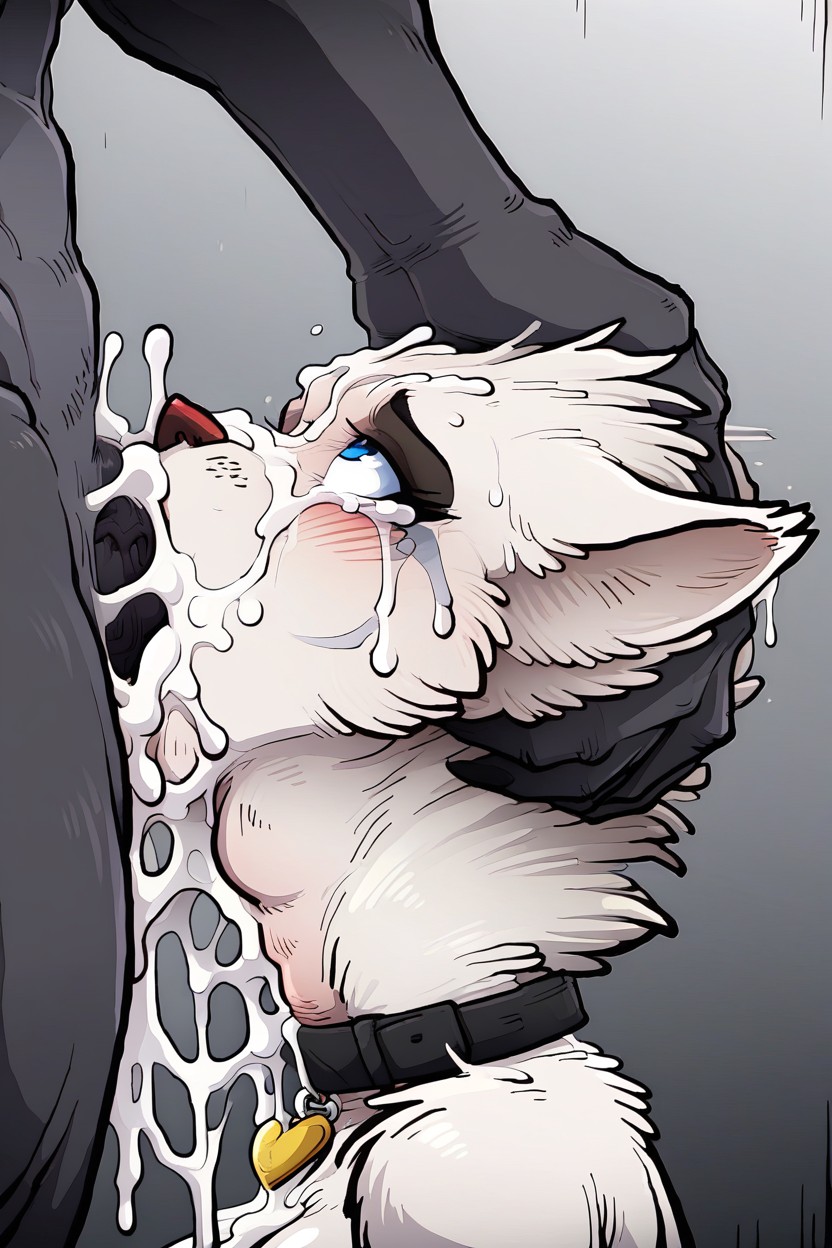 Deepthroating Cock, Cum Dripping, Wide Shot Hentai AI Porn