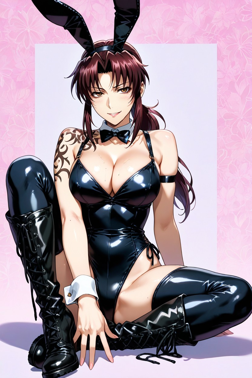 Cuffs, Black One-piece Bodysuit, 25+ Hentai AI Porn