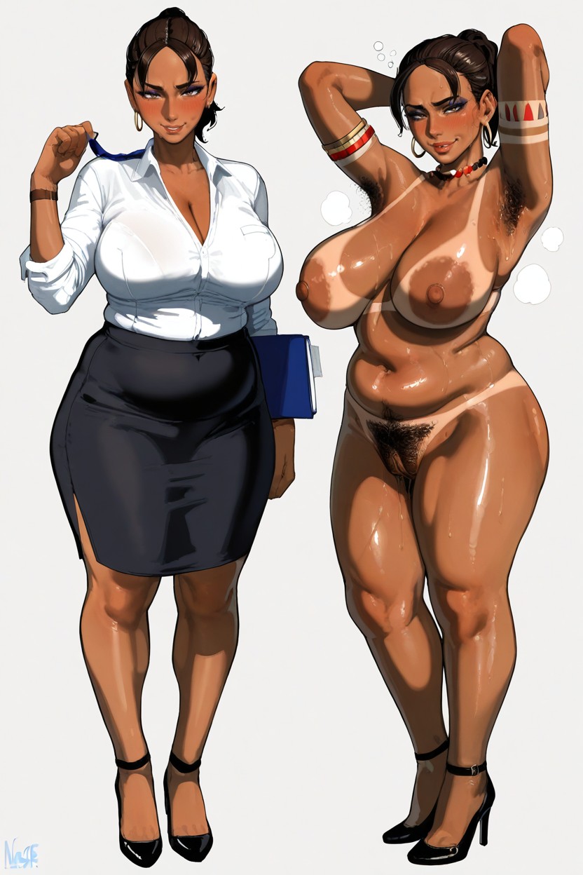 Detailed But Clean Rendering, Accessories, Full Office Suit Hentai AI Porn