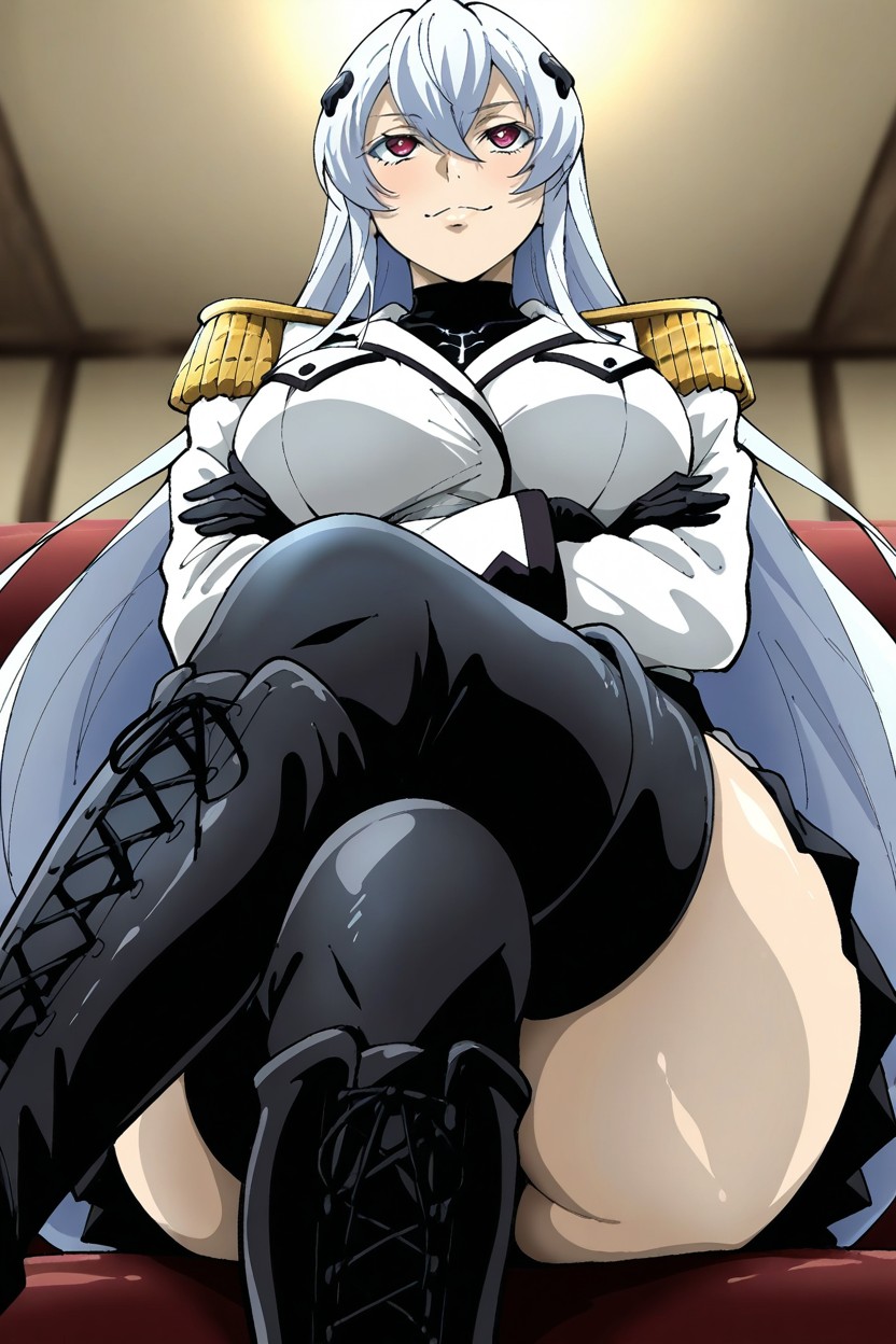 White Hair, 25+, Black Epaulettes Hentai AI Porn