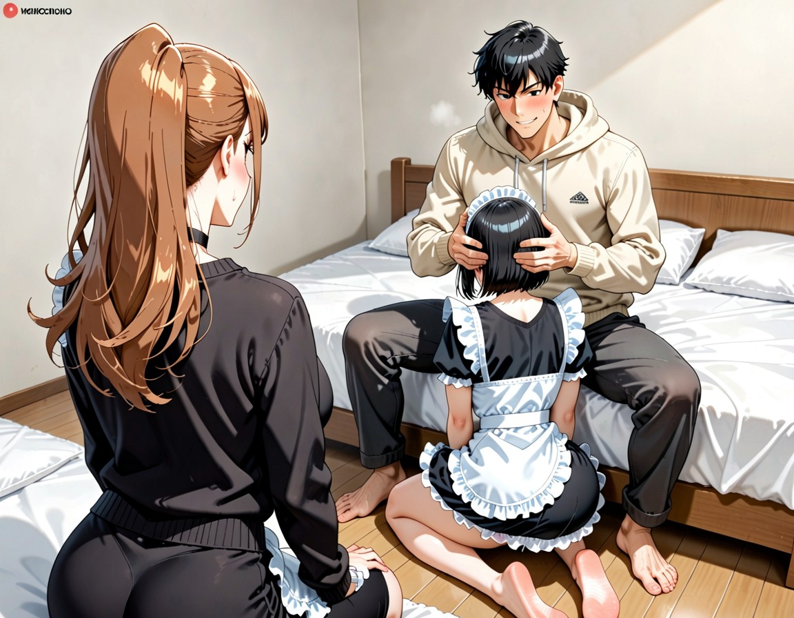 18+, Small Breasts, Holding Head Of Second Woman Hentai AI Porn
