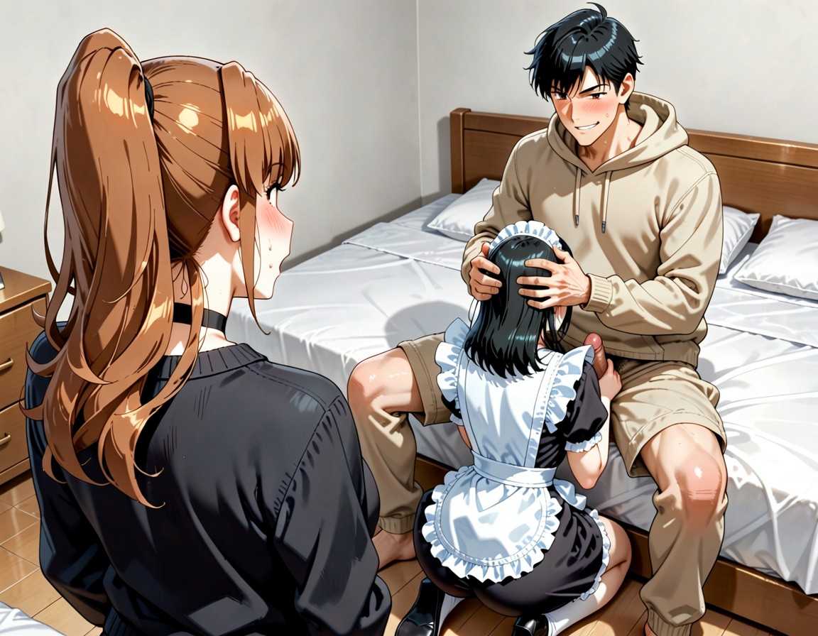 Eyes Looking At Hiroko, Pants Pulled Down, Surprised Hentai AI Porn
