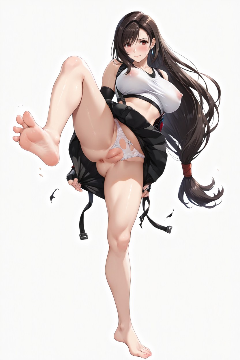 Skirt Tug, Looking At Viewer, Ultra Detailed Feet Hentai AI Porn