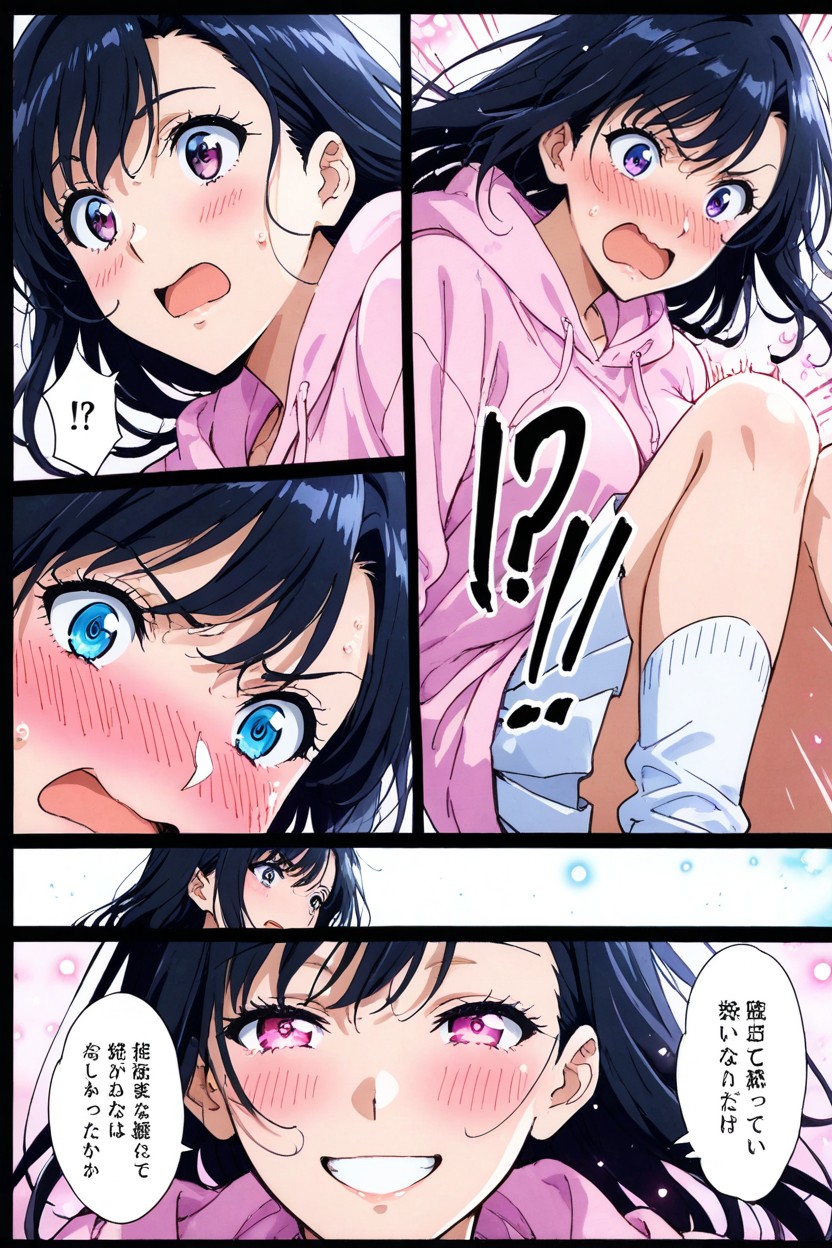 Manga Page Layout, Pastel Pink Color Palette, White Pleated Skirt Hentai AI Porn