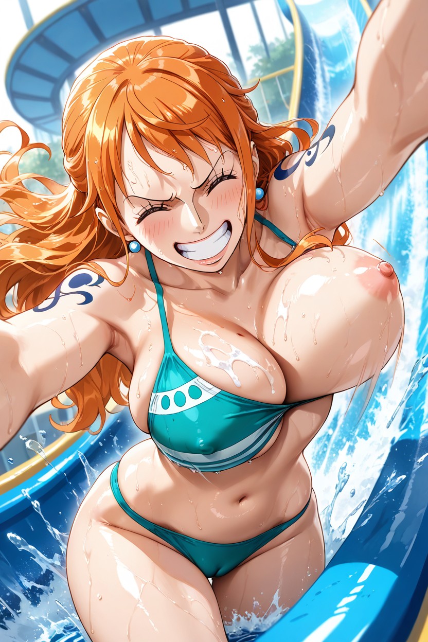 Wet And Shiny Skin, Underboob, Rounded Ass Hentai AI Porn