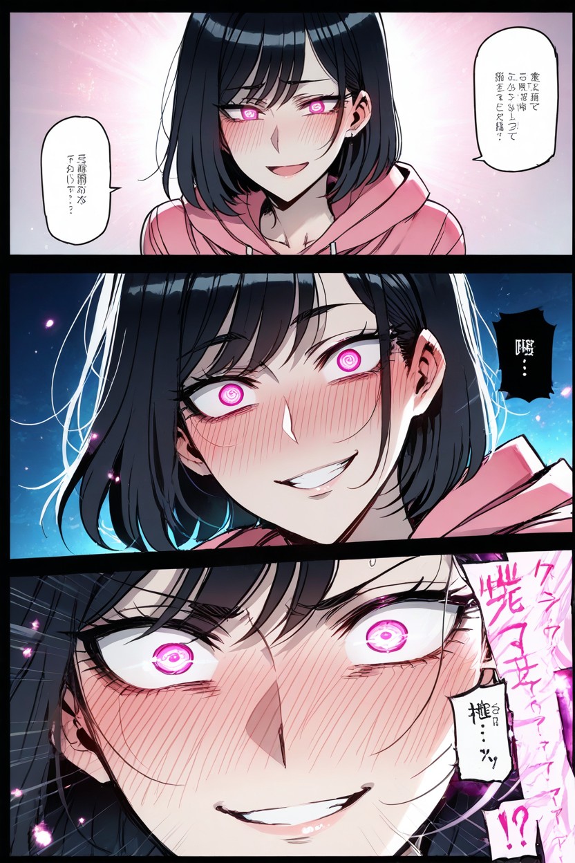 Glossy Black Hair, Highly Detailed Eyes, Comic Text Effects Hentai AI Porn