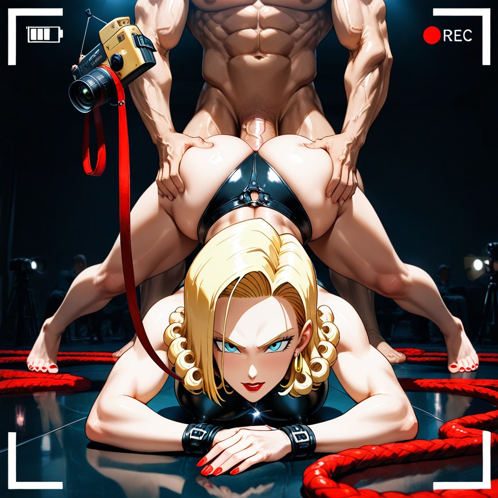Large Breast, Red Silk Sheet, Fucking Super Saiyan Gohan From Dragonball Z Standing Next To Her Holding A Collar Leash Hentai AI Porn