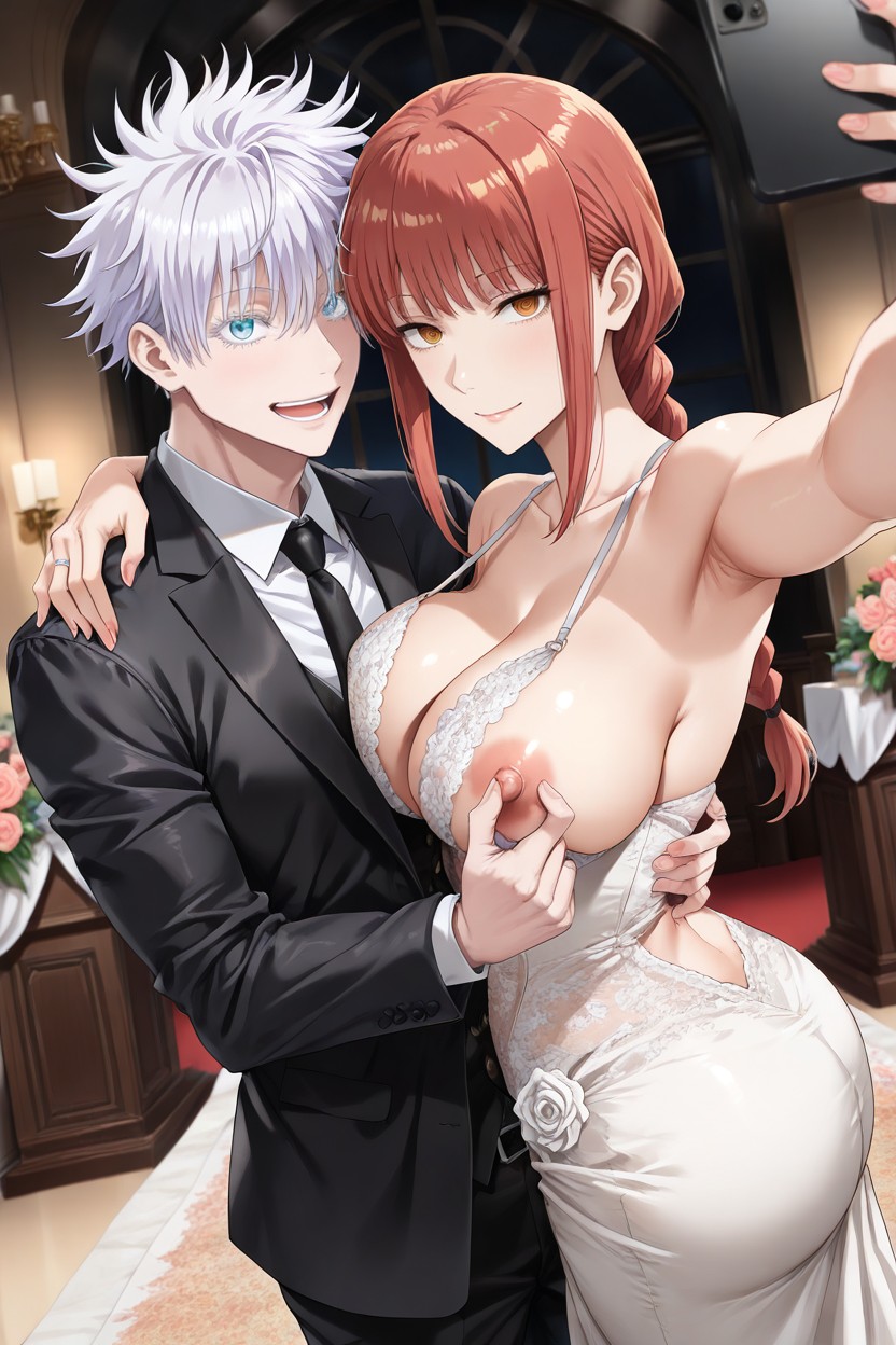 Wedding Ring On Her Nipple, Vestido De Boda, Cupless Bra Dress Hentai IA