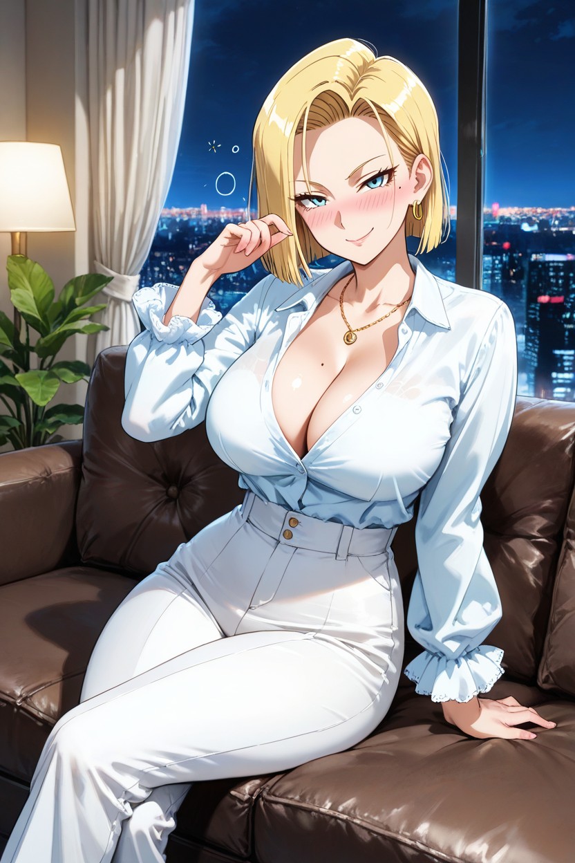 Tucked-in Shirt, Long Sleeves, Looking At The Viewer Hentai IA