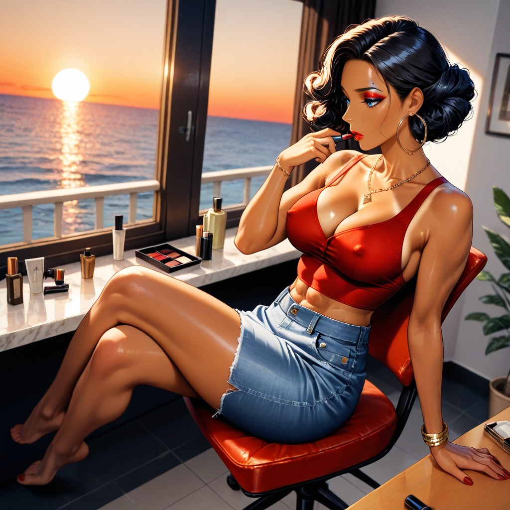Sitting Cross-legged, Short Length, Perfect Fit Body Hentai AI Porn