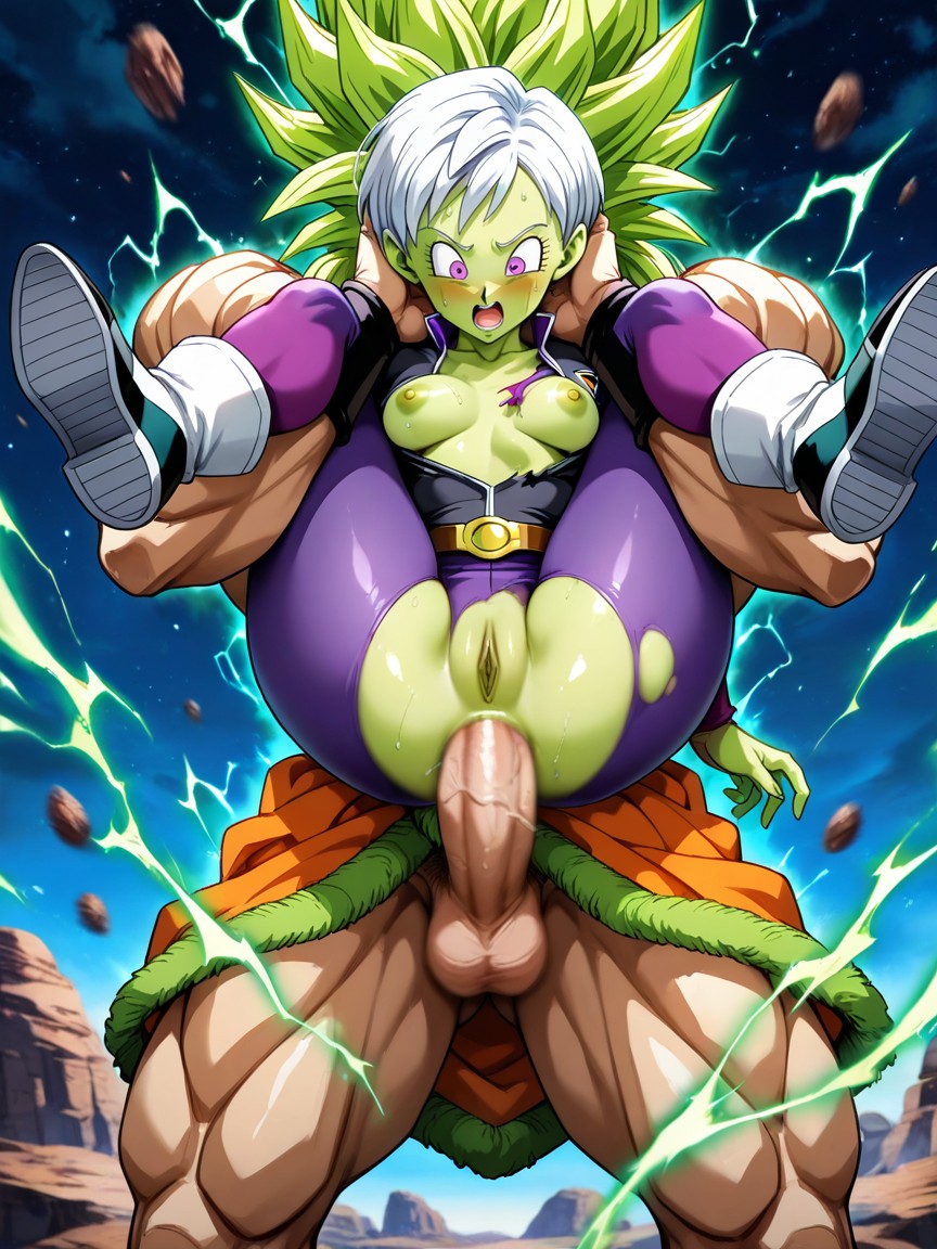 Cheelai From Dragon Ball Super Broly, Viento En El Pelo, Green Aura Hentai IA
