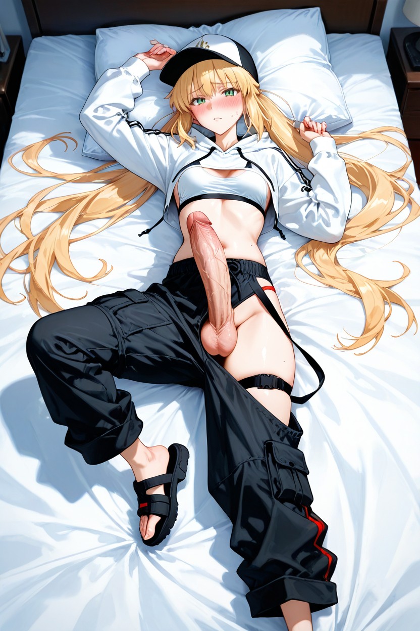 Huge Erect Penis, Contains Only Her And The Bed, Black Trim Hentai AI Porn