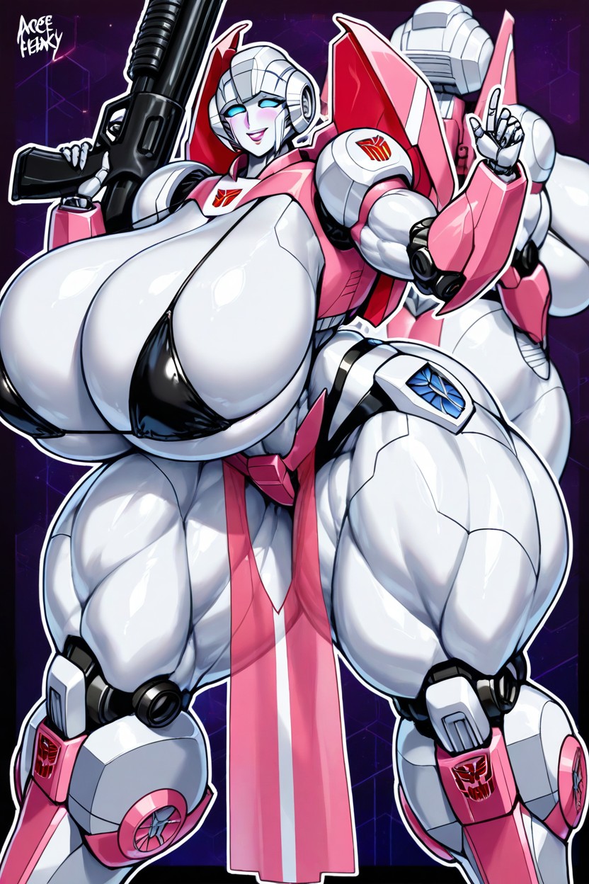 Arcee From Transformers, Gigantic Huge Hyper Thighs, Hyper Colossal Abs Hentai AI Porn