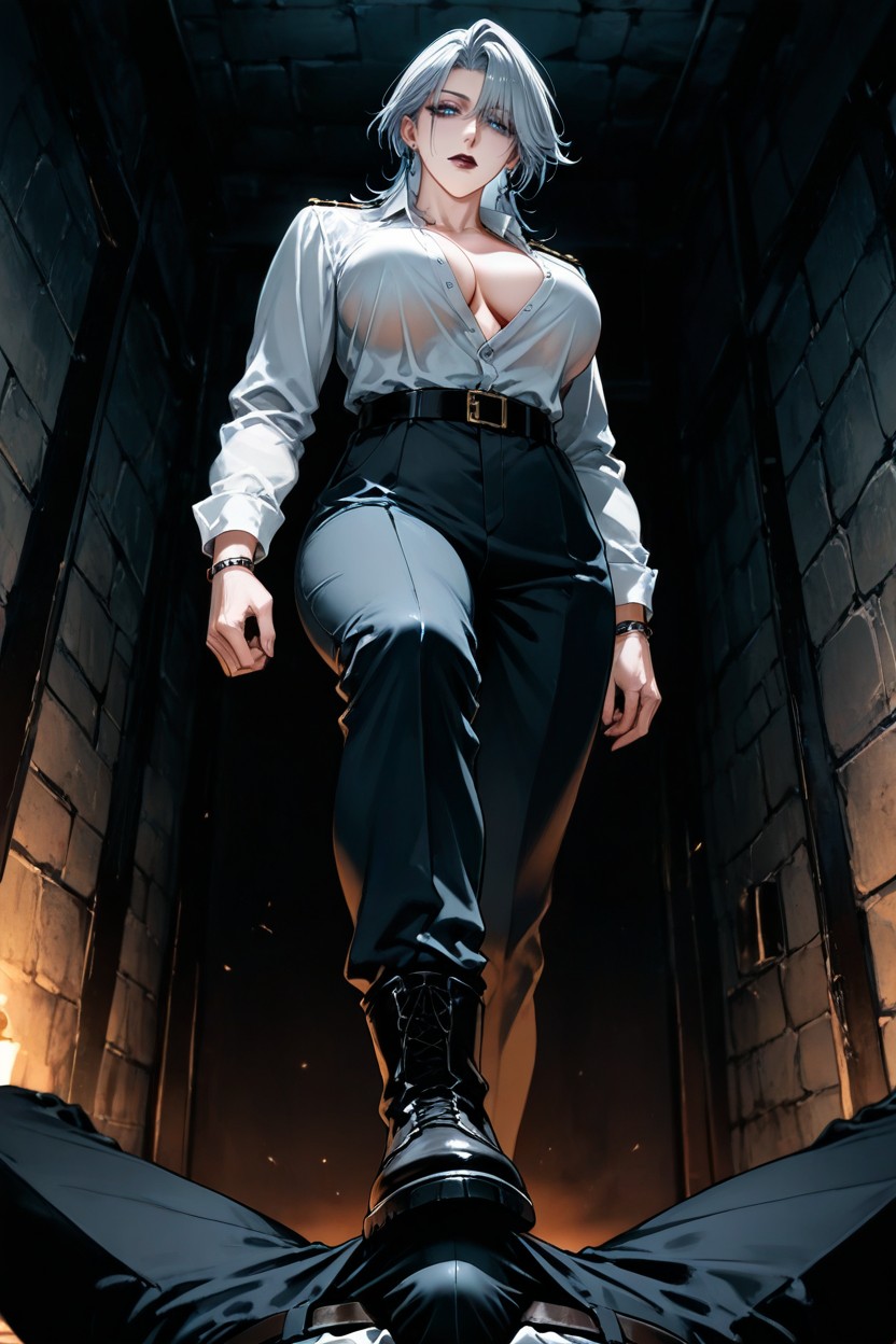 Oppressive, Extremely Muscular, Black Military Leather Jackboots Hentai AI Porn