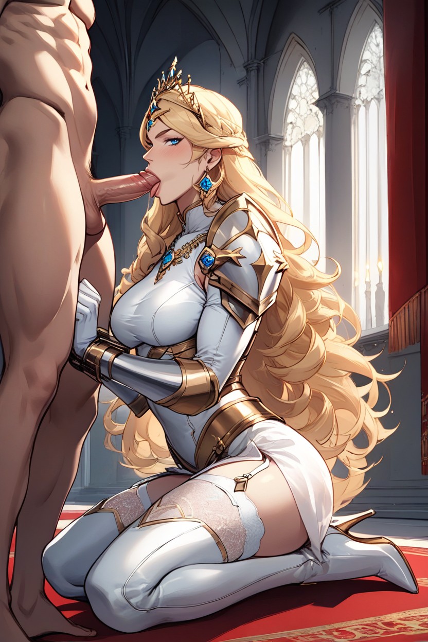 Restrained, Rubies Necklace And Gold Earrings, Full Body View Hentai AI Porn