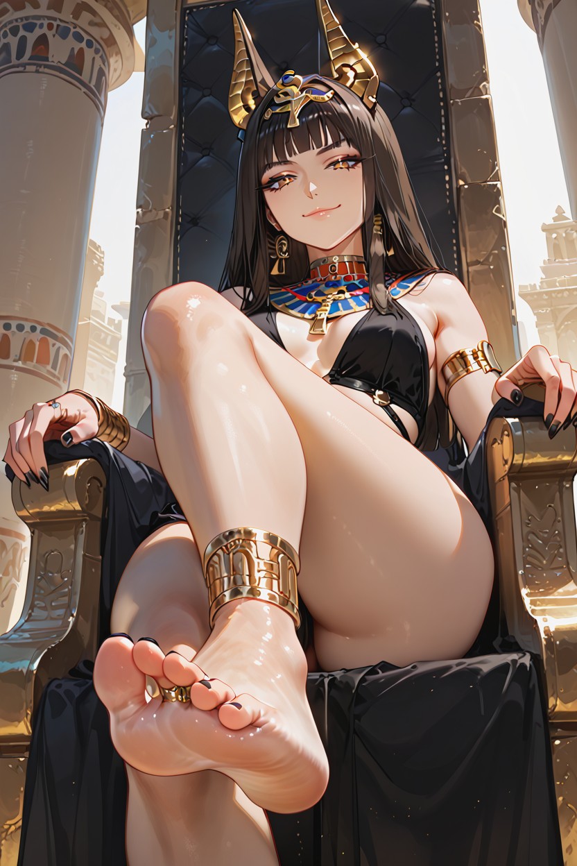 Front View, Egyptian Palace, Black Nails Hentai AI Porn