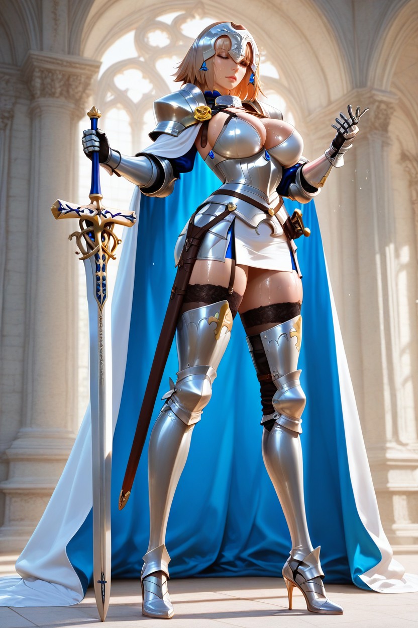 Beautiful And Aesthetic, Extreme Beautiful, Knight Stance With Confident Posture Hentai AI Porn