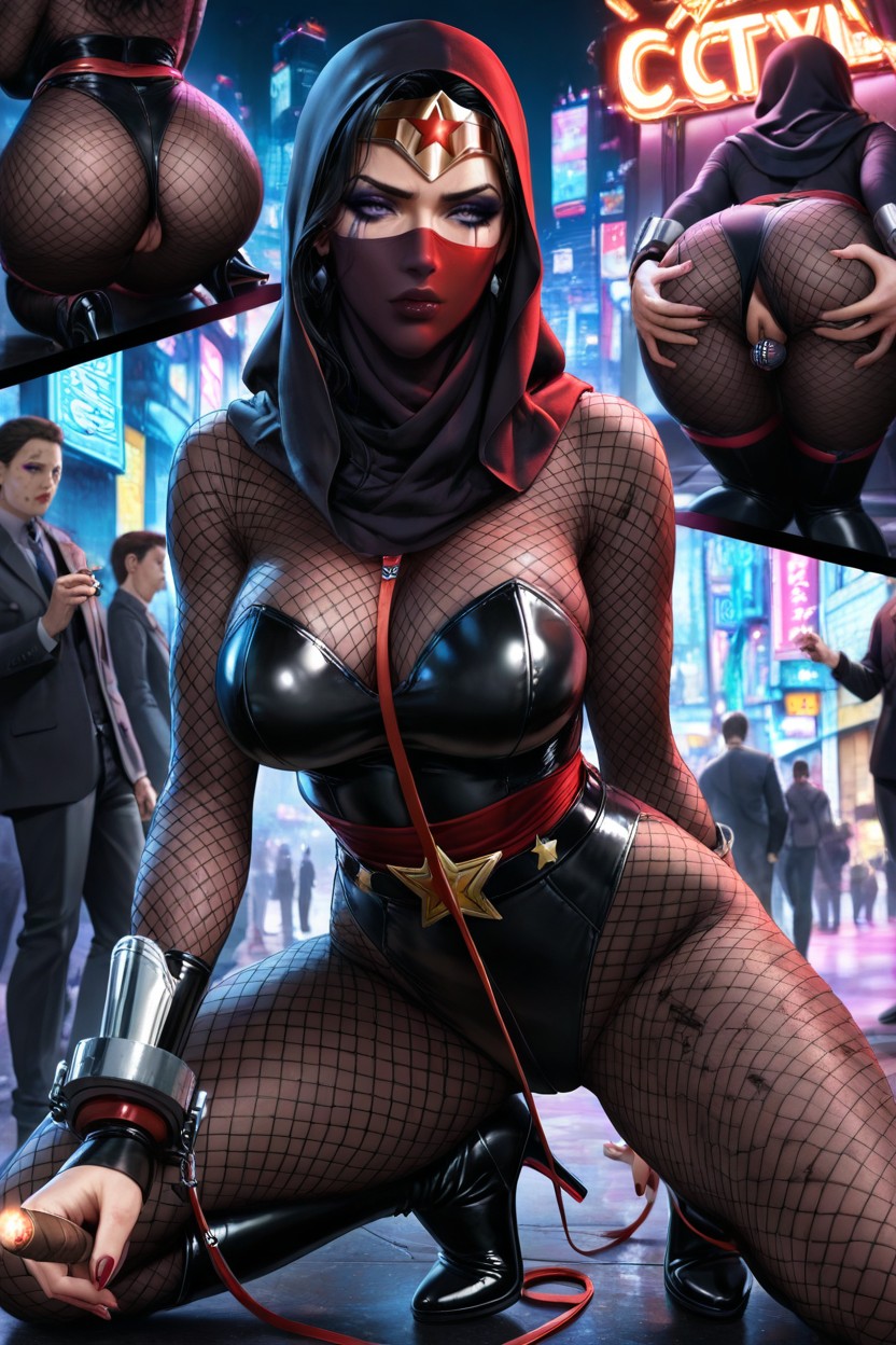 Hijab, Neon, Leashed Hentai AI Porn