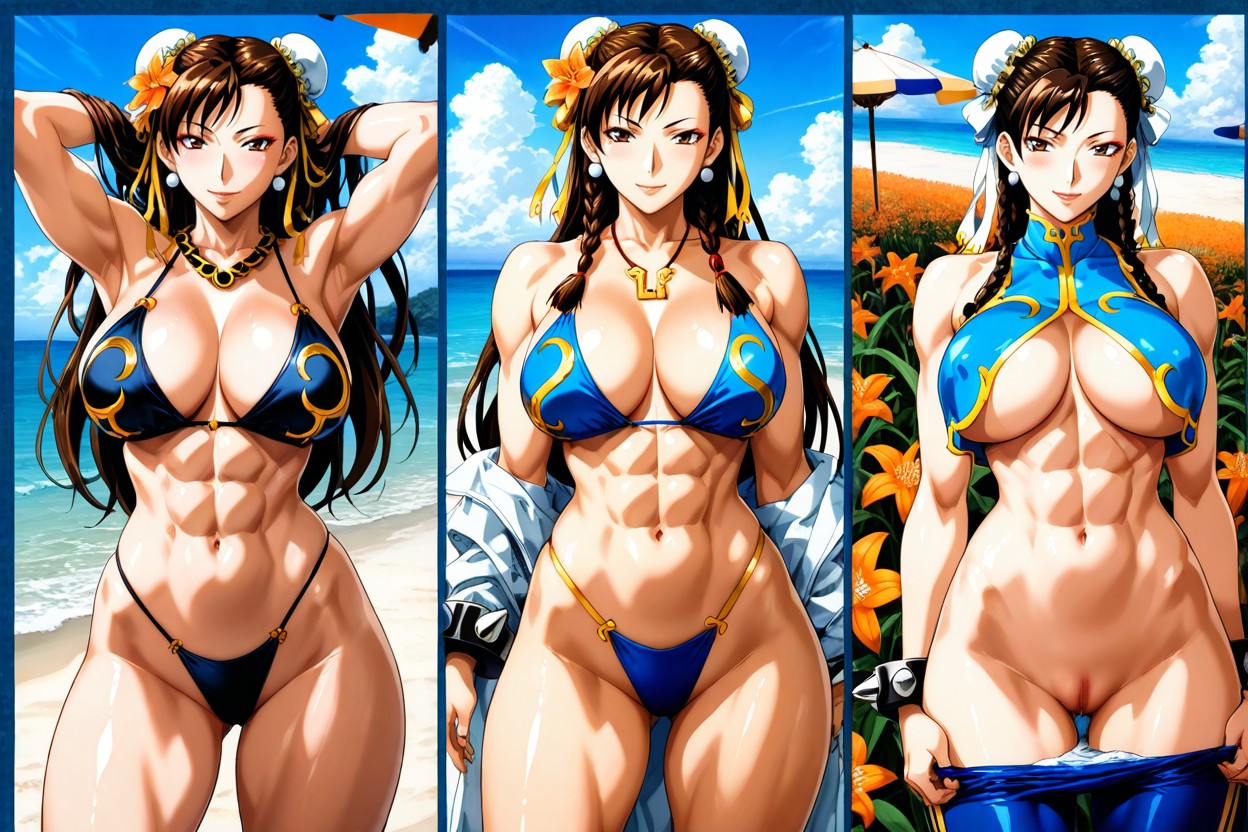 Long Length, Beach Umbrella, One Woman And One Male Hentai AI Porn