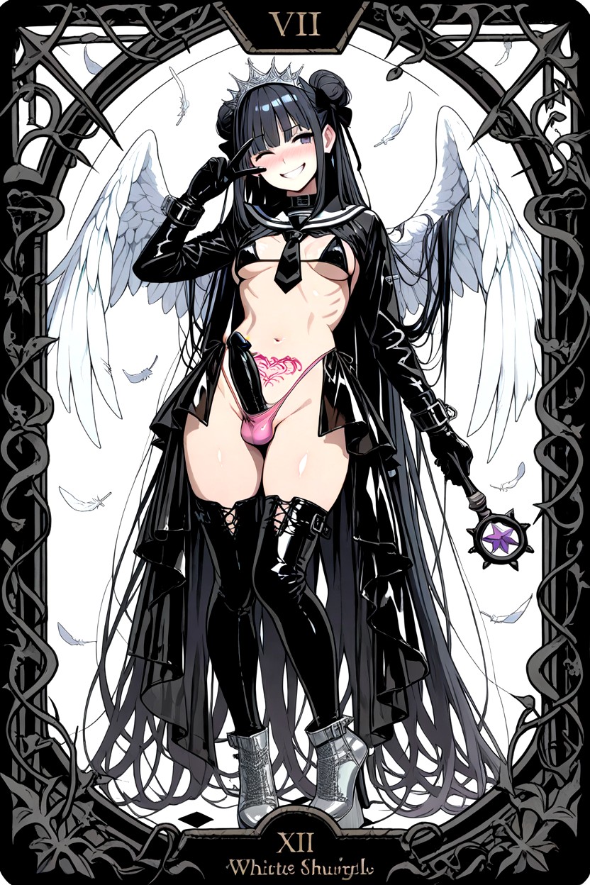 Twin Buns Hair, Black Sailor Collar And Cuffs, Restrained Harness And Buckles On Clothes Porno IA Hentai