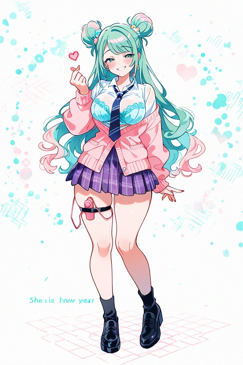 High-waisted, Soft Side Swept Bangs, Full Body AI黃漫