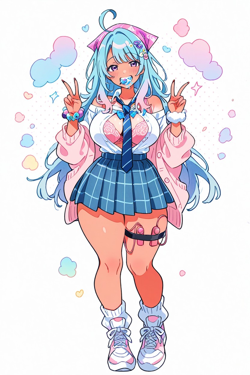 Subtle Outlines, Pastel Colors, Cuisses Épaisses Porno IA Hentai