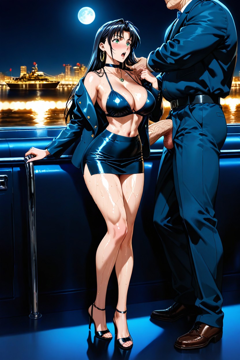 ショックを受けた, Sweaty, Woman Wearing Buttoned Up Jacket ヘンタイAIポルノ