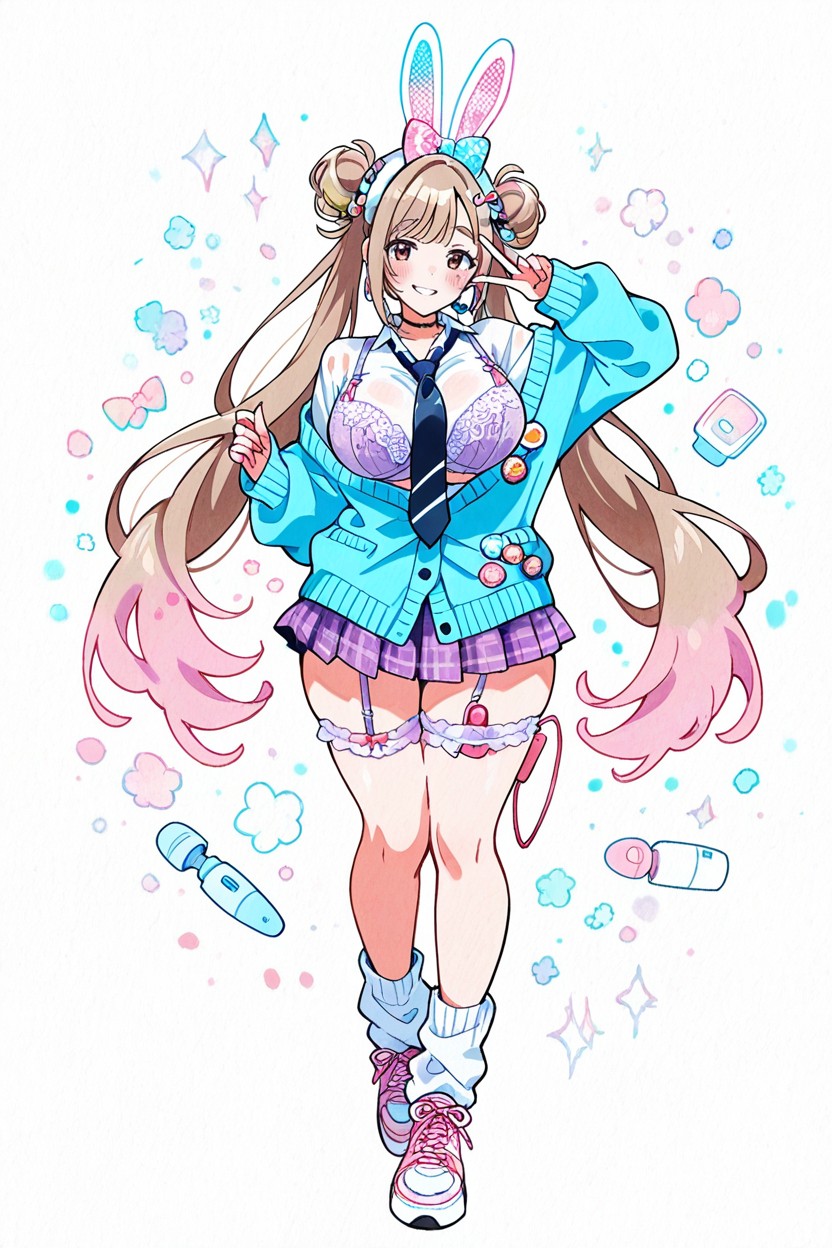 Pastel Garter Belt, Japanese, Oversized Pastel Bow Hentai AI Porn