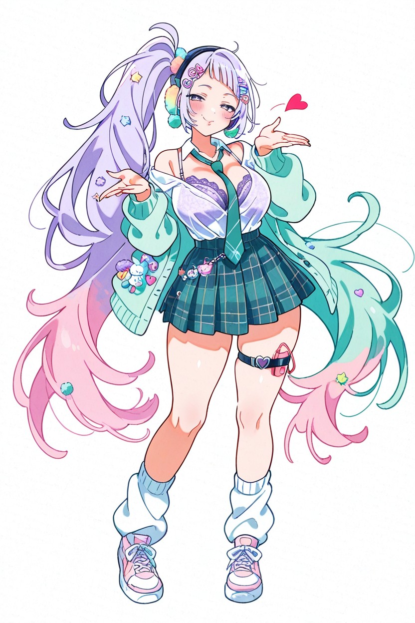 Feathery Bangs, Pastel Colors, High-waisted Hentai IA