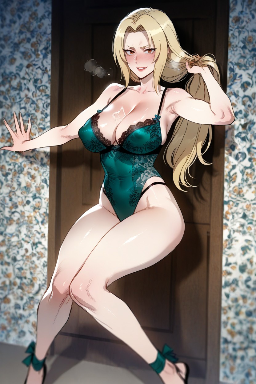 The Panties Hooked Teasingly On One Ankle|draped Loosely From An Outstretched Hand, Knees Together Feet Apart, Ratatat Artstyle Hentai AI Porn