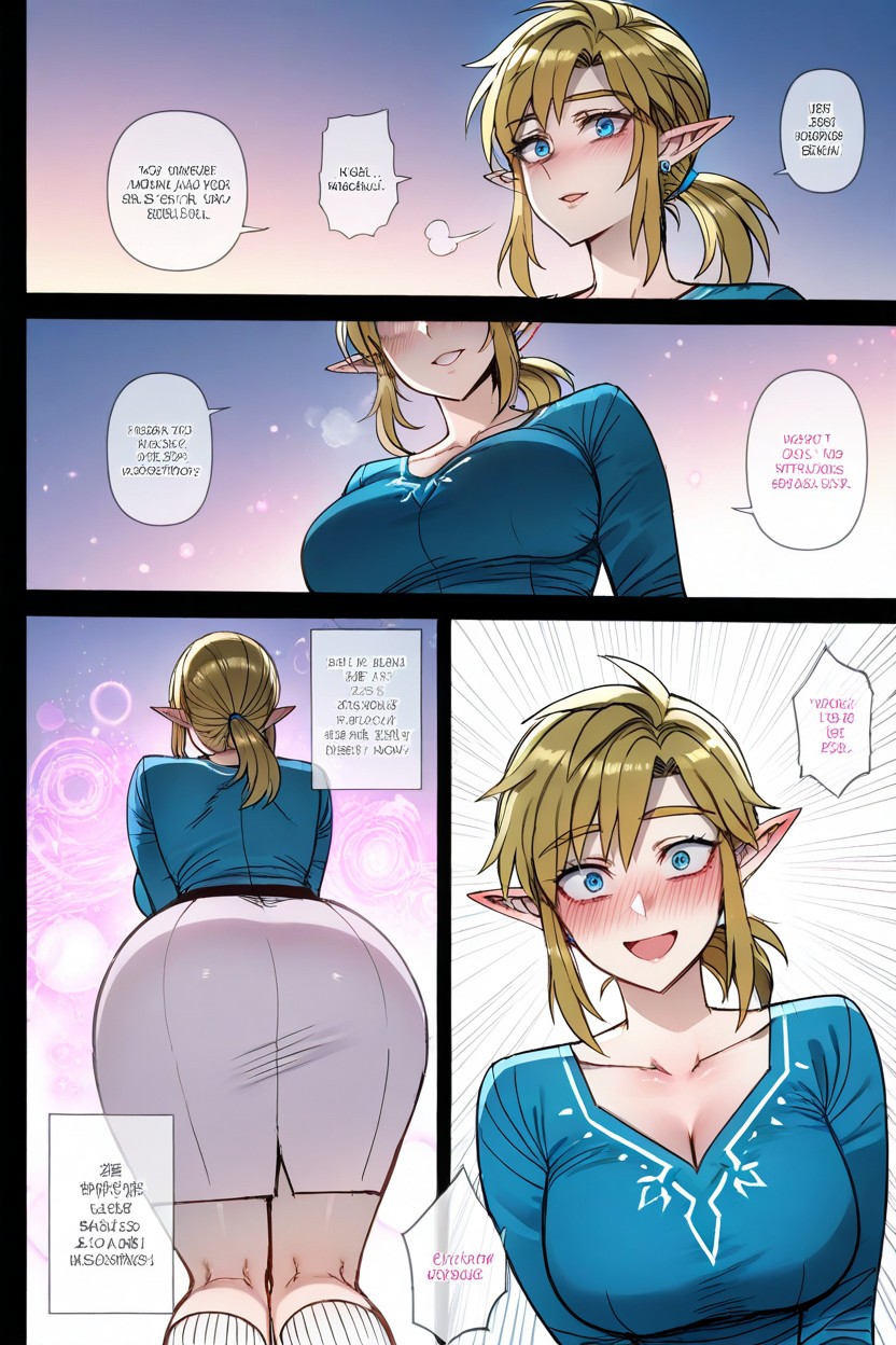 Ultra Detailed, Japanese Manga Transformation Comic Page, Blonde Hair Hentai AI Porn