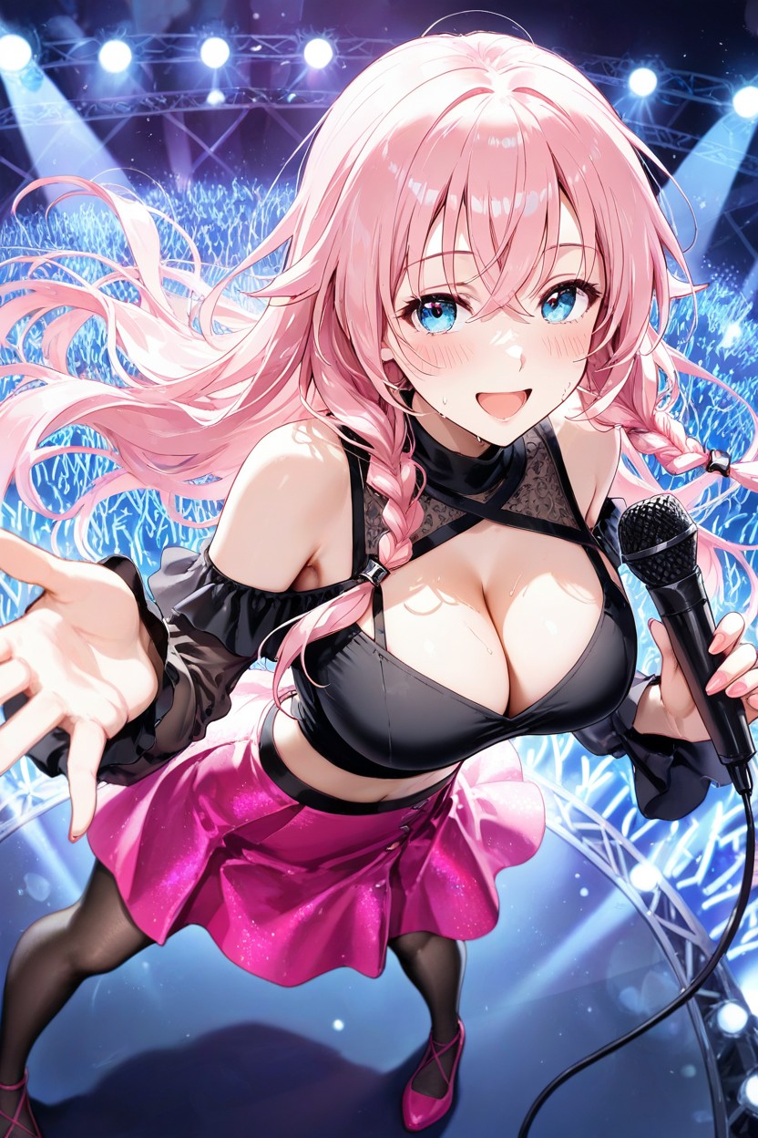 Ia \vocaloid\, Off-shoulder Crop Top Black Shirt, Legs Apart Porno IA Hentai