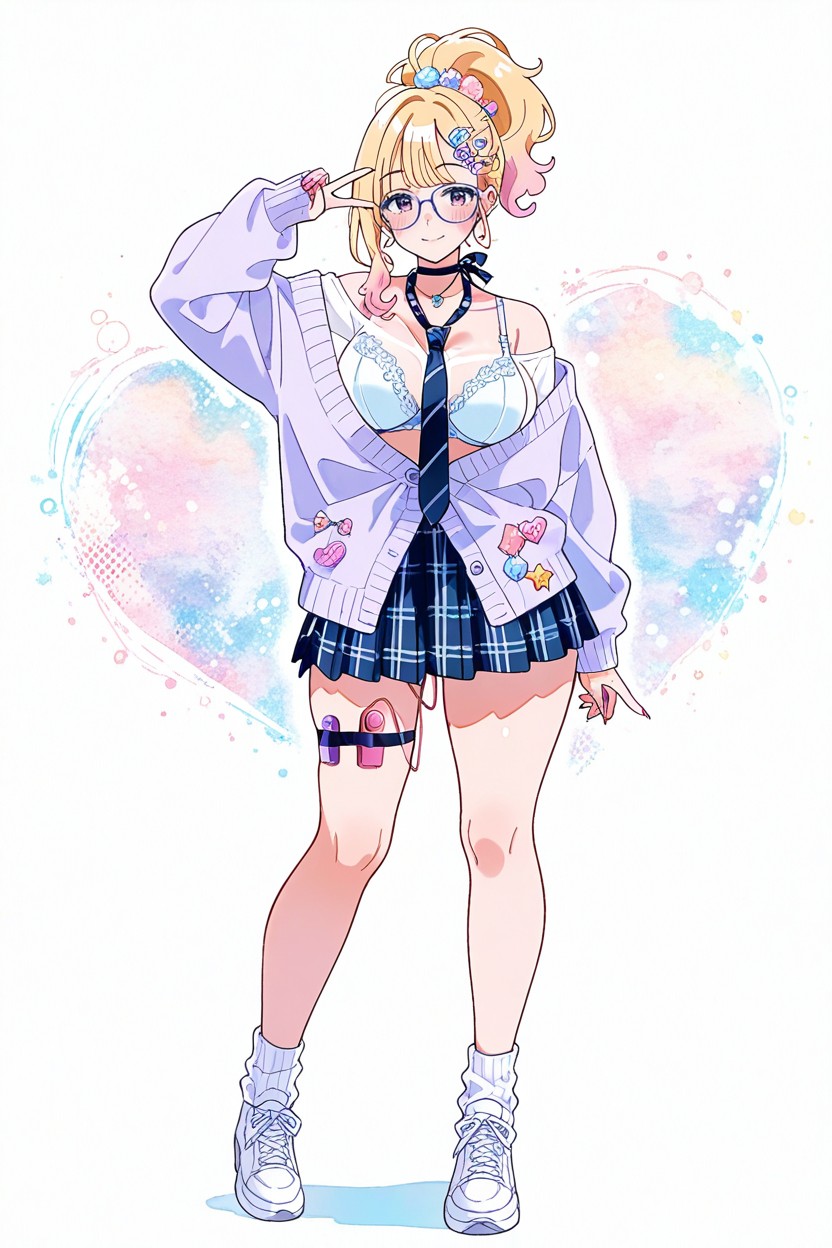 See Through Shirt Show Bra, Pastel Purple Cardigan, 太ももが厚い ヘンタイAIポルノ