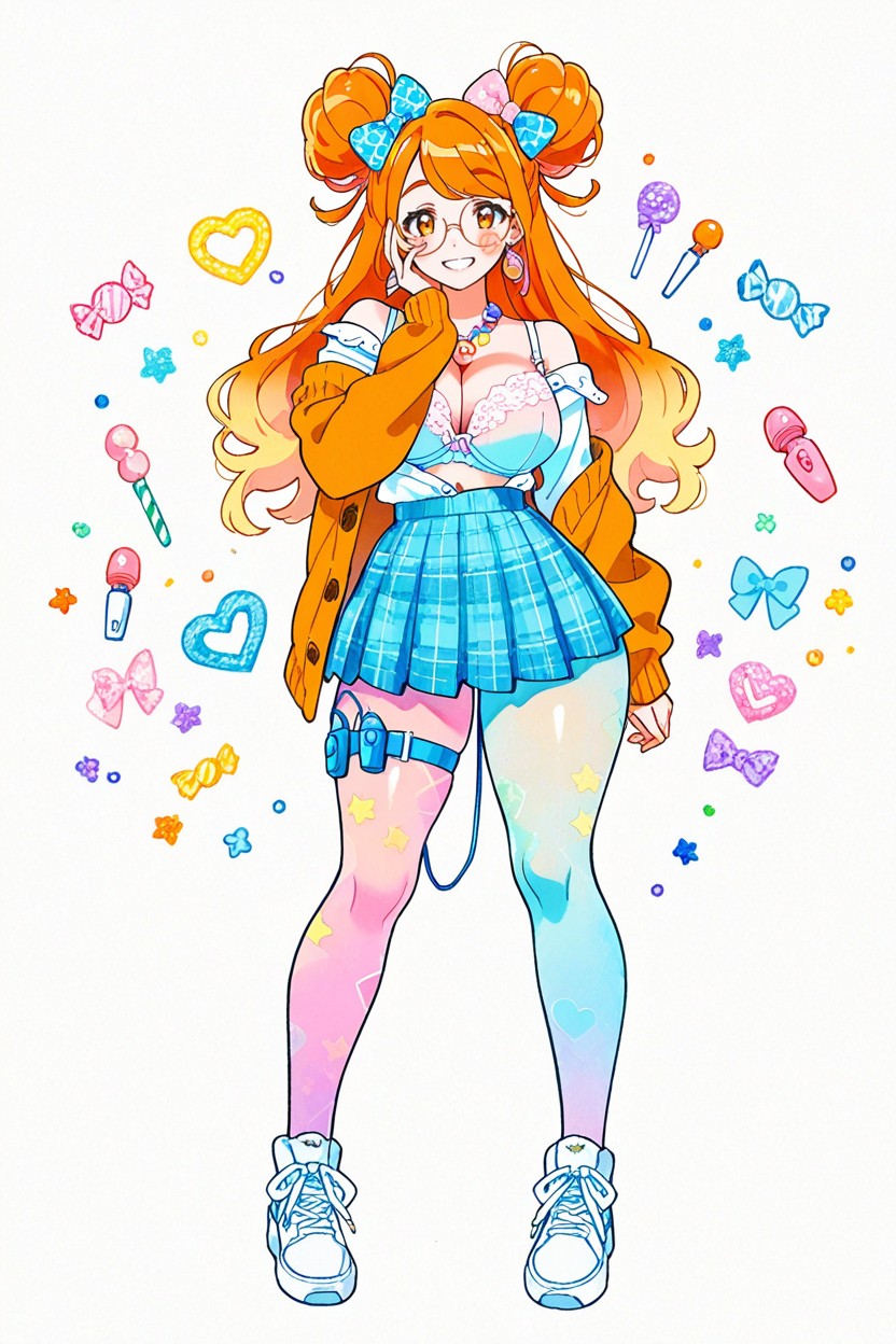 Pastel Colors, Multiple Hair Bows, Pastel Color Pantyhose AI黃漫