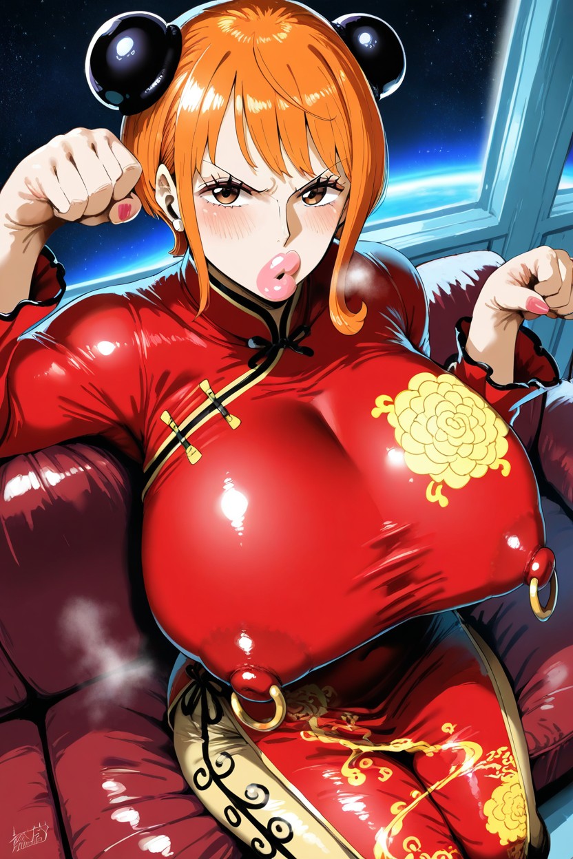 Cheongsam, Nami From One Piece, Orange Hair AI黃漫