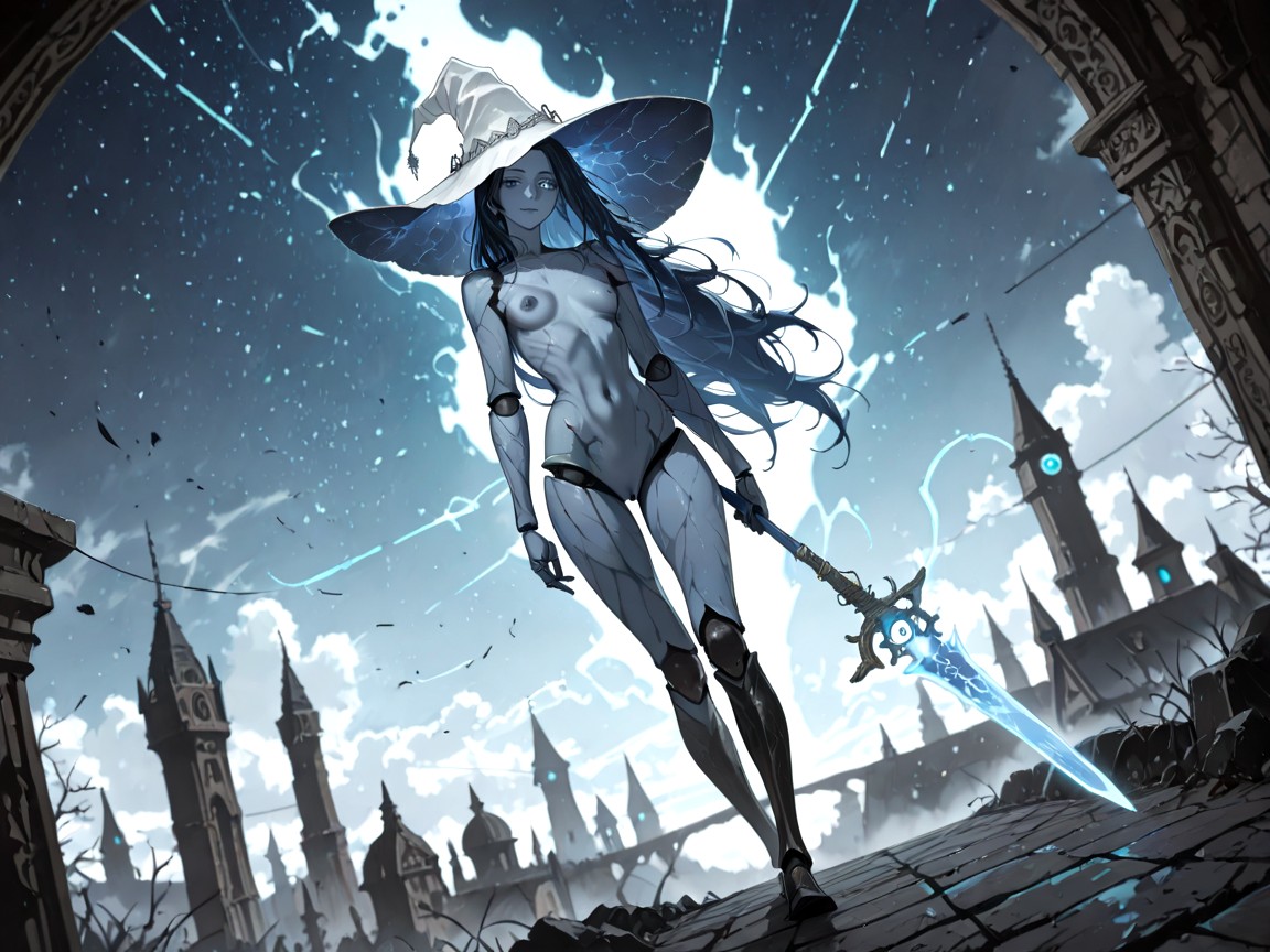 Grey String Connections Visible Inside Body Joints, No Pubic Hair, Full Body View Hentai IA