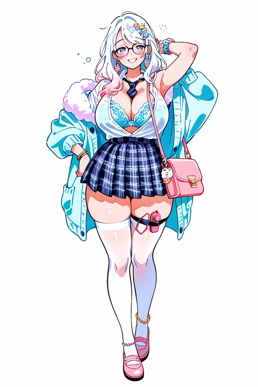 Standing, Blue Eyes, Fluffy Shoulder Bag Charm Porno IA Hentai