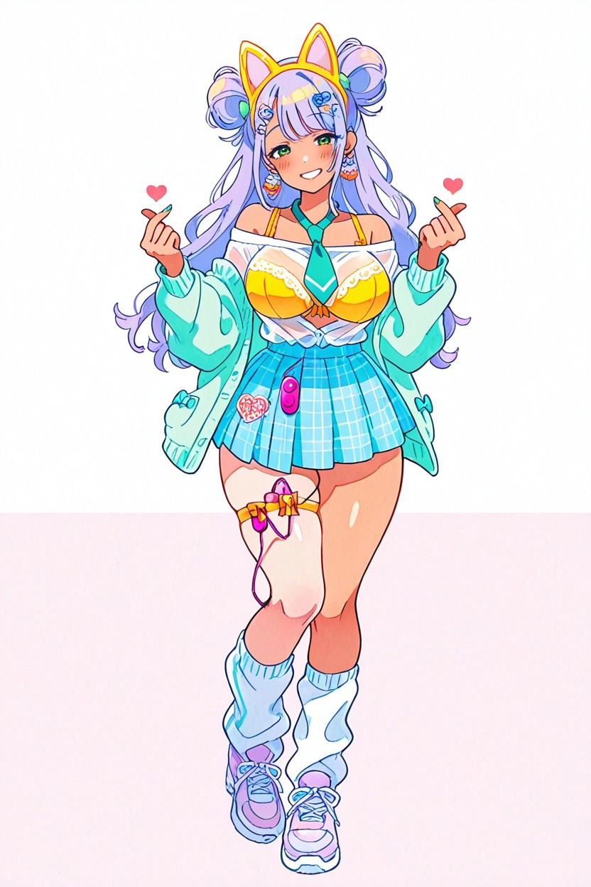 Twin Buns, Fox Ear Headband, Cuisses Épaisses Porno IA Hentai