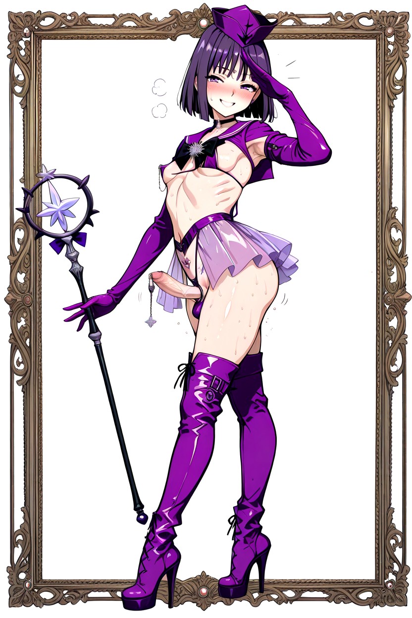 Standing One Tiptoe, Full Body Viewing, Art-deco Style Ornate Frames Porno IA Hentai