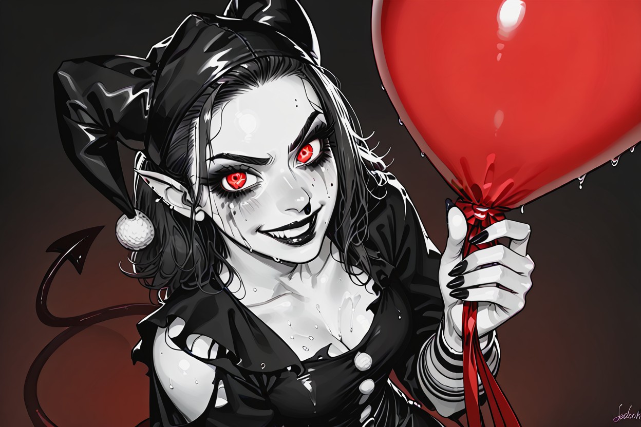 With Jester Clown Hat, Saggy, 破れた服 ヘンタイAIポルノ