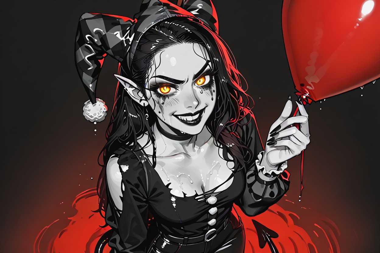 邪悪な微笑み, Demonic Tail, 視聴者を見つめる ヘンタイAIポルノ