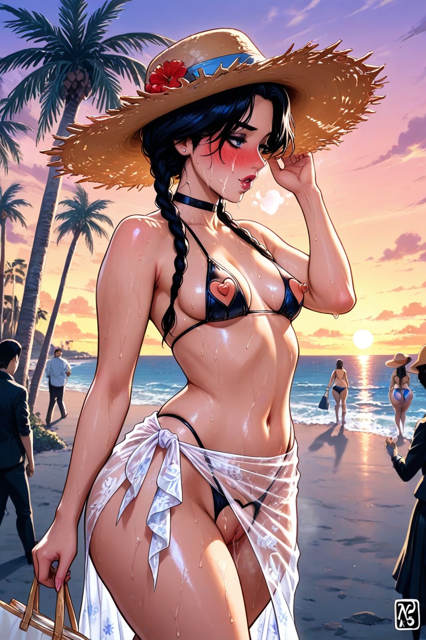 Vue De Côté, Beach, Choker Porno IA Hentai