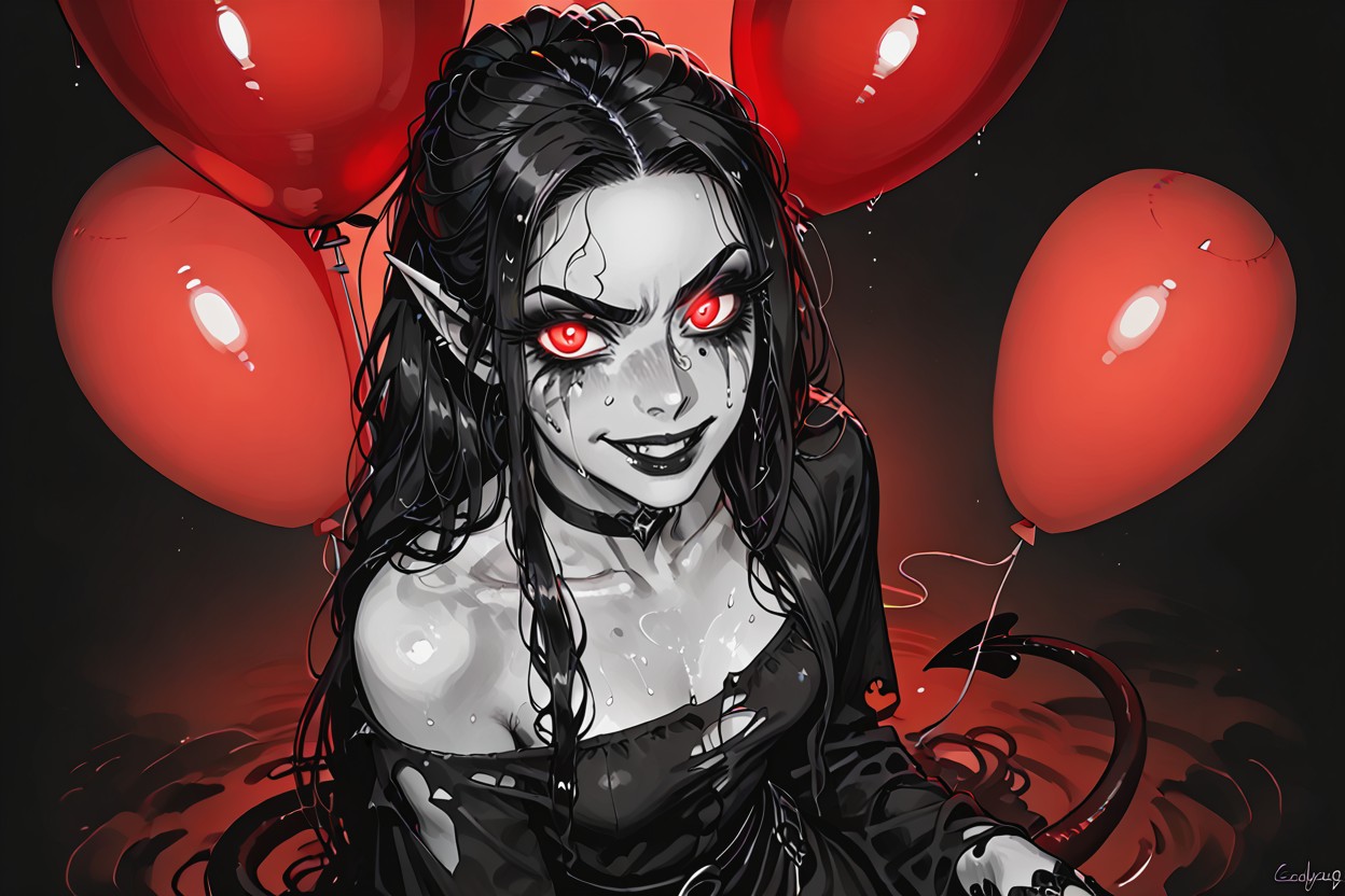 Cul Arrondi, Lumière Spéculaire, Scary Horror Dark Black Pale White Demon Porno IA Hentai