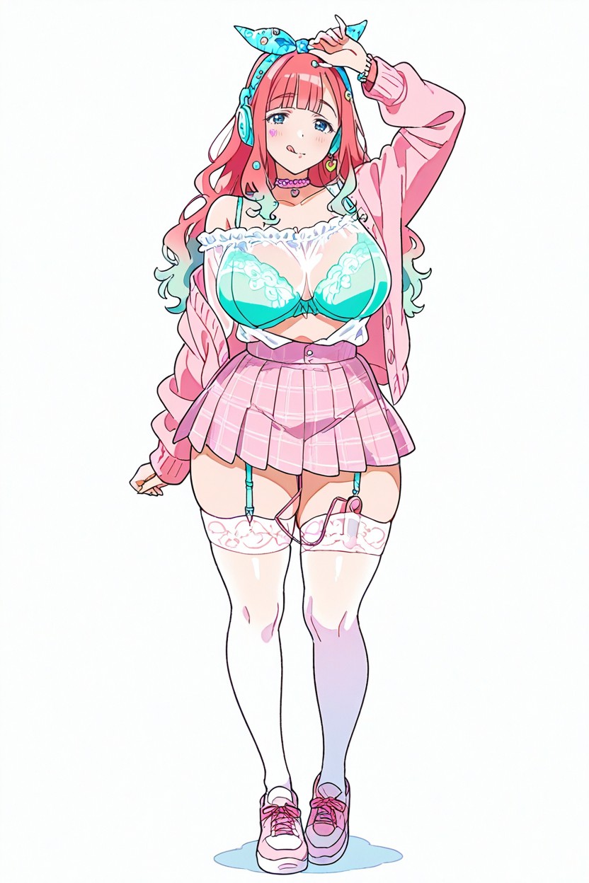 High-waisted, Wavy Hair, Tongue Out Hentai AI Porn