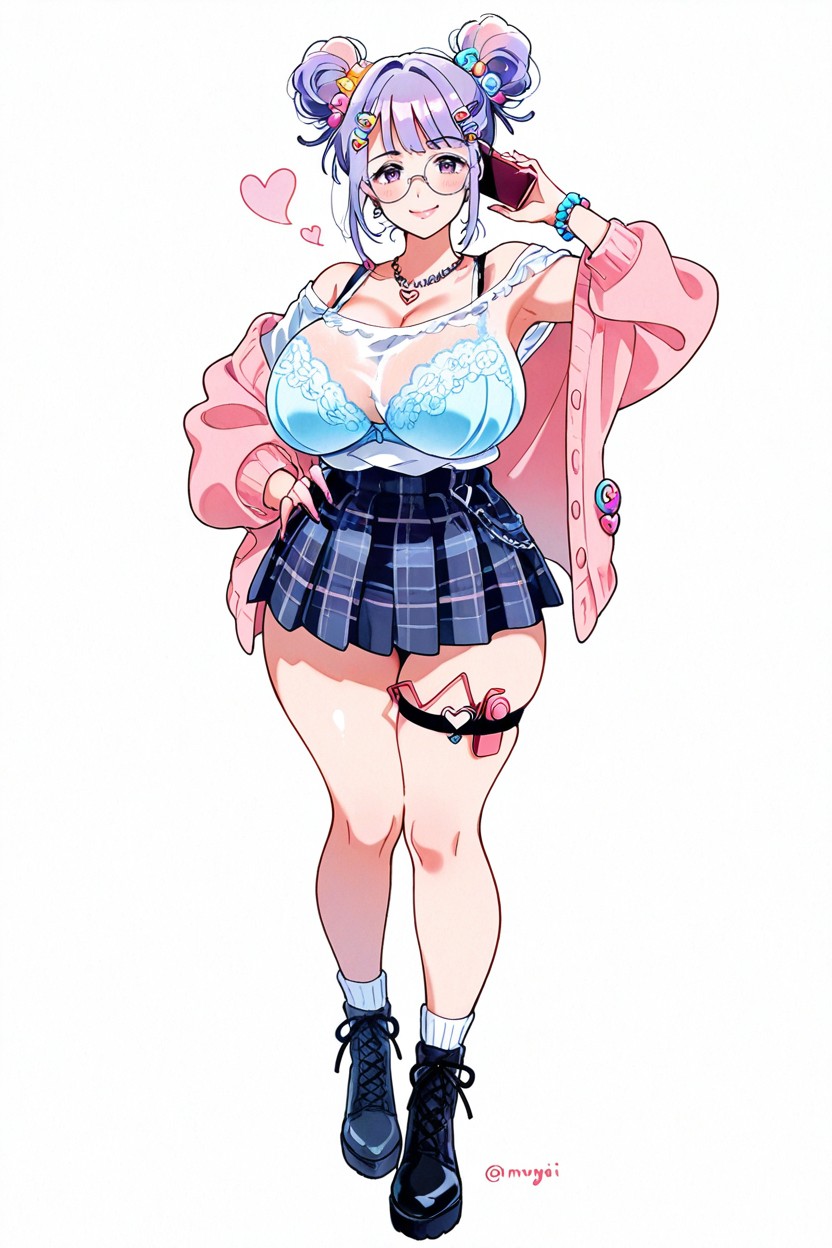 Japanese, White Background, Decora Hair Pins Hentai AI Porn